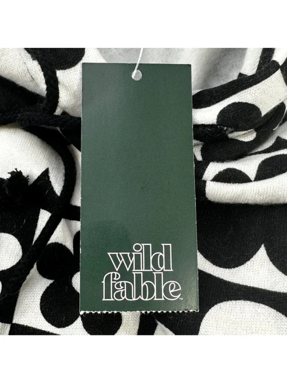 Wild Fable Women's Size Small Hoodie Cropped Black White Floral Squares New - Picture 3 of 14